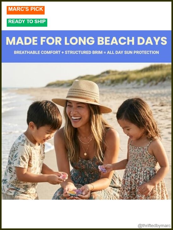 Wide Brim Straw Panama Sun Hat UPF 50+ Packable Beach Hat Summer Vacation main image 5